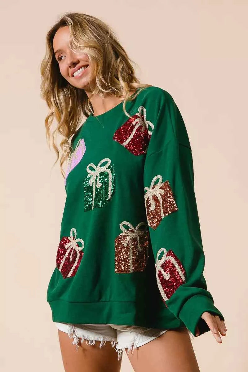 BiBi Sequin Christmas Gift Box Embroideries Pullover 9d422e49a692459b9d200a3b6d799b07-Max-Origin