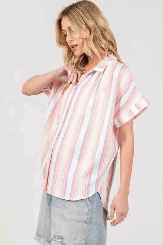 SAGE+FIG Full Size Multi Stripe Button Down Short Sleeve Shirt Plus Size 9d480237ca2d4c5ca618748fcb6ddd7e-Max-Origin