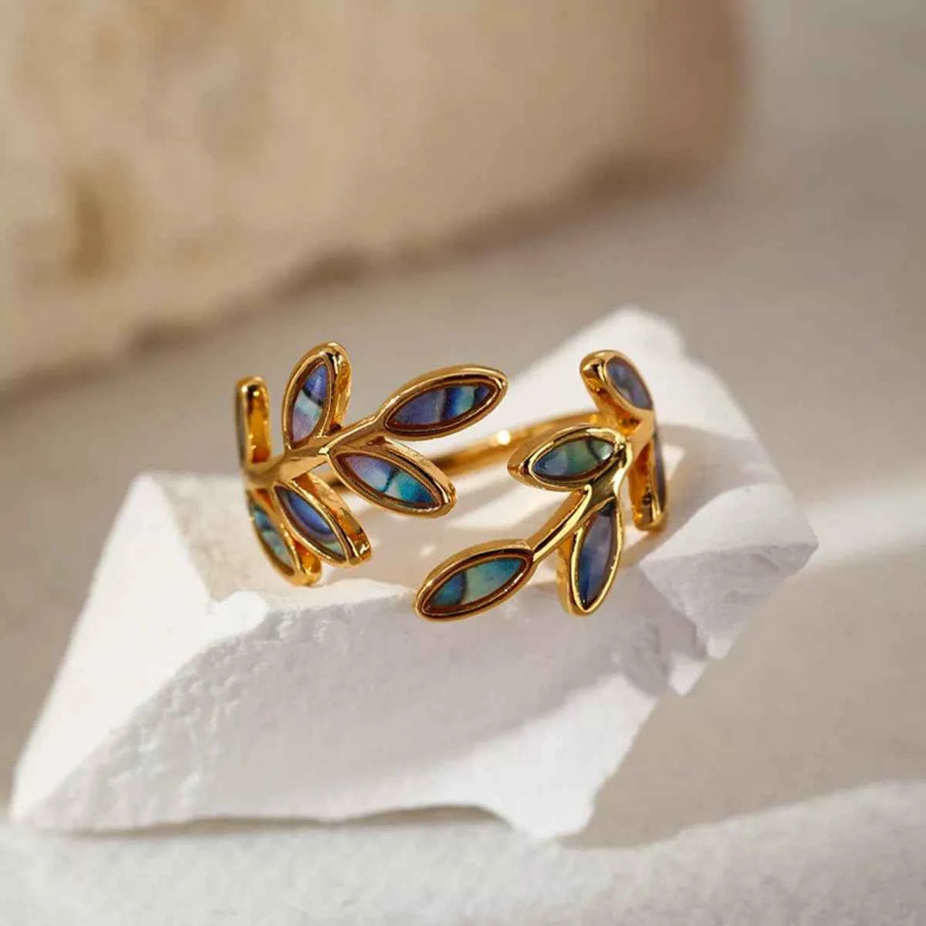 18K Gold-Plated Resin Leaf Bypass Ring 9d4a060a-8d17-4bbc-8c04-06f44cfeaa35-Max-Origin