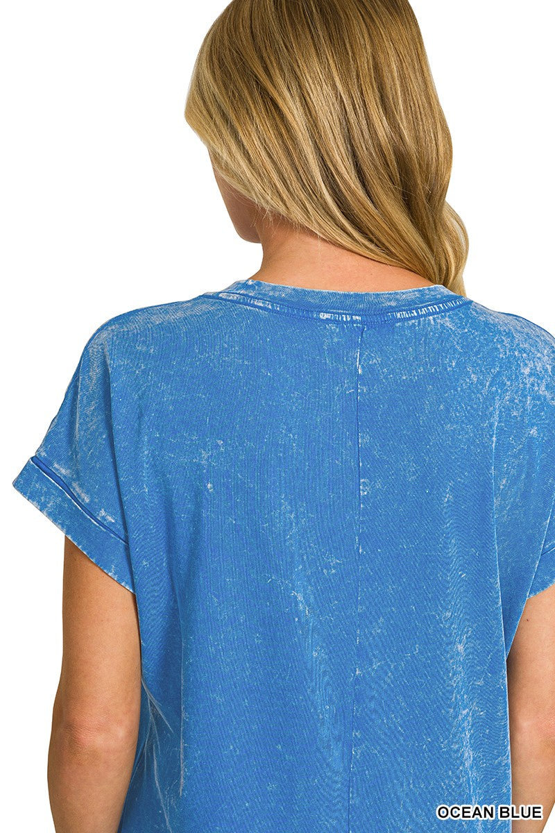 Zenana Washed Exposed Seam Short Sleeve T-Shirt Dress 9d4a210d846742e3aea804bc20f6353d-Max