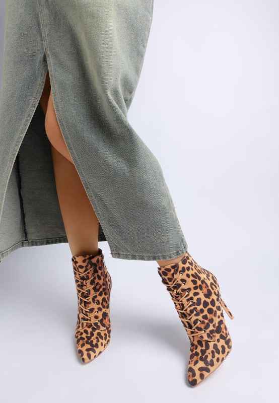 Nesta Leopard Stiletto Heel Lace Up Boots 9d708b7b-16e9-471e-8ea5-e71649063911