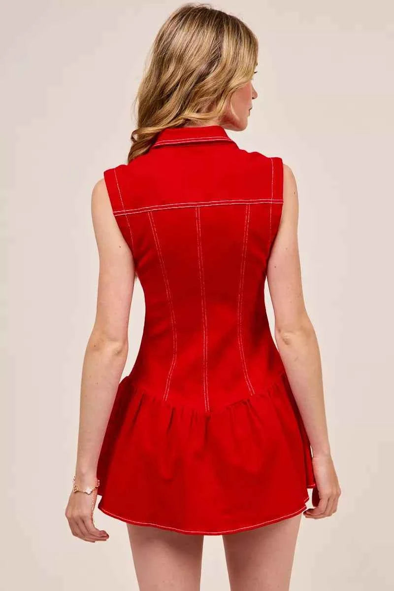 SO ME Button Down Sleeveless Collared Game Day Mini Dress 9d75be3883c947b1aabe9cf985e71937-Max-Origin