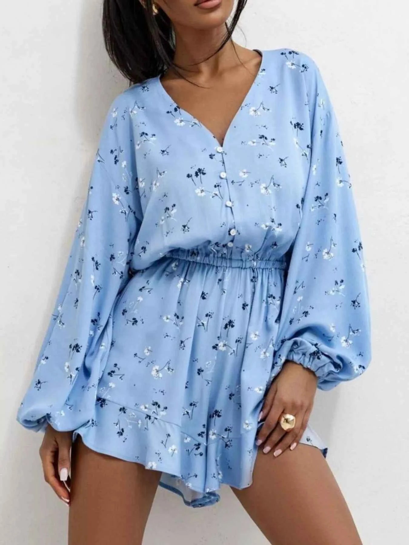 Floral V-Neck Long Sleeve Romper with Elastic Waist 9d76161d-07ca-47f1-ab0d-135a9024a536-Max-Origin