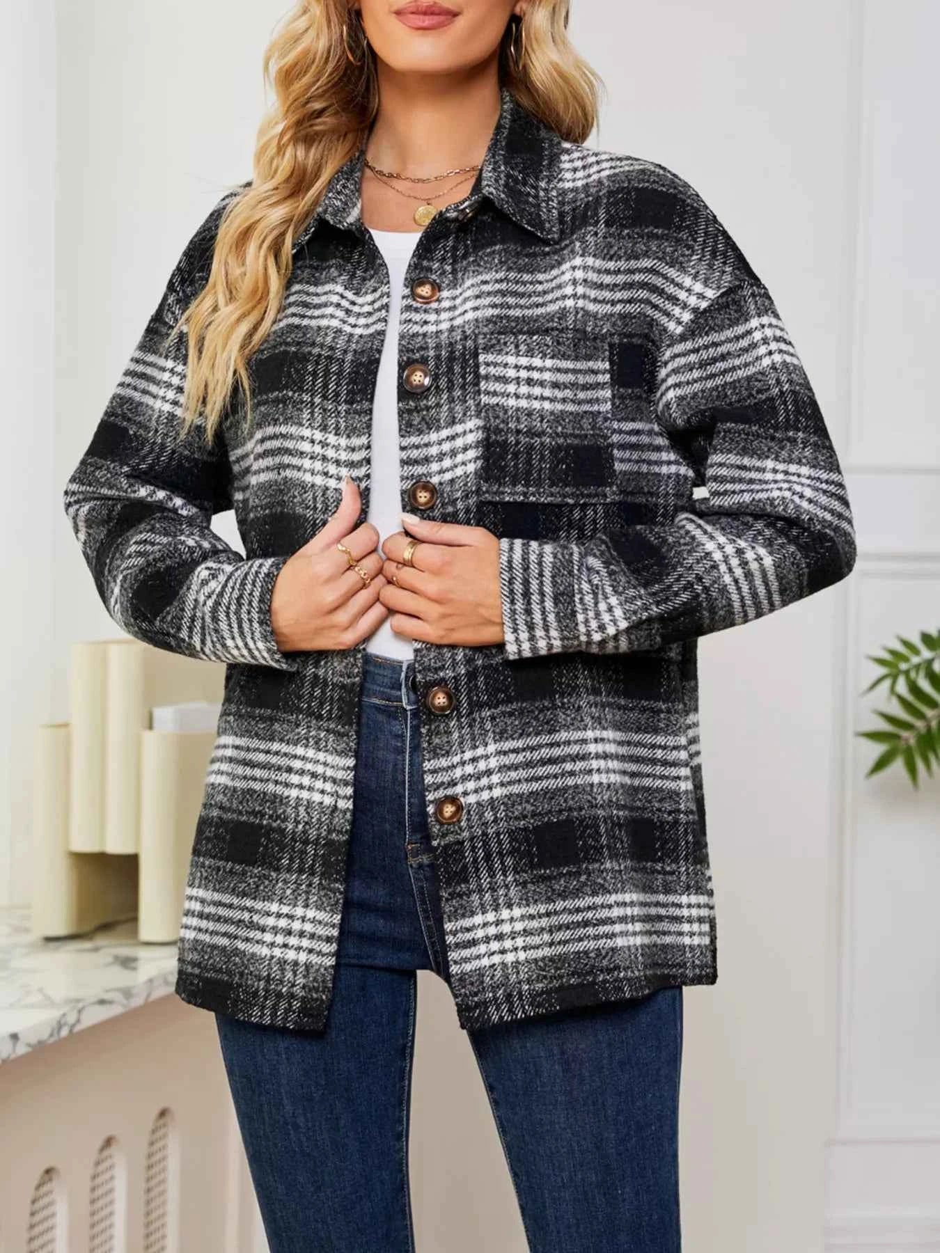 Plaid Button Up Long Sleeve Shacket 9d7b80c231424ce2aa38ea8ec3bdc464-Max-Origin