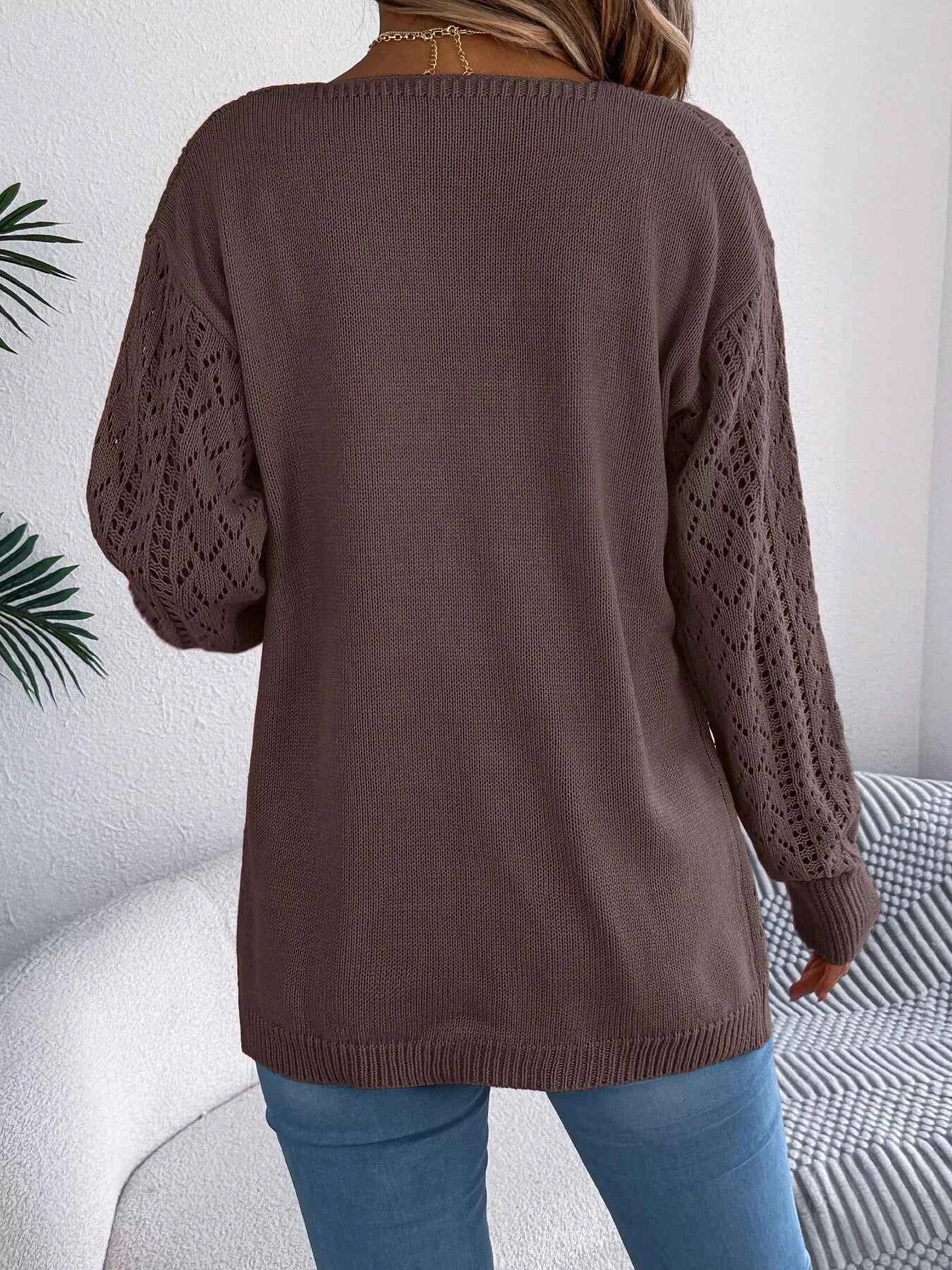 Openwork Open-Front Long Sleeve Cardigan 9d819f86f9a14c44963868fac12c1076-Max-Origin