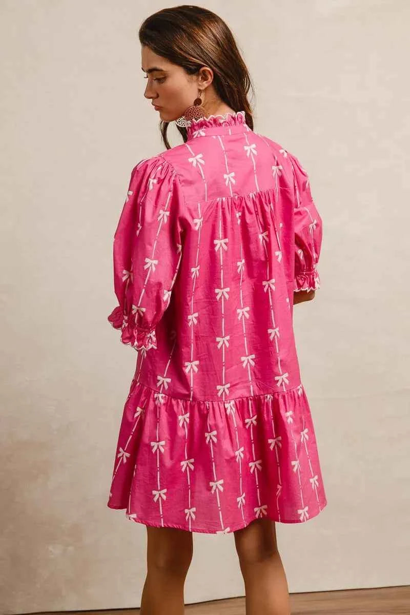BiBi Ribbon Patterns With Scallops Edge Details Short Sleeve Dress 9da5ad1ba35b46c2b652da8e81548141-Max-Origin