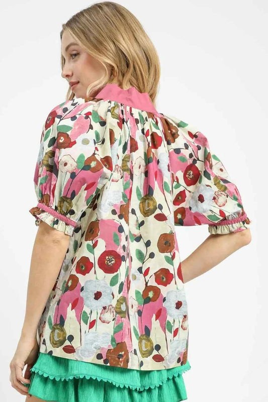 Floral Print Puff Sleeve Oversized Blouse 9db370ab-c7eb-42df-94a5-d9d13e8430e8-Max-Origin