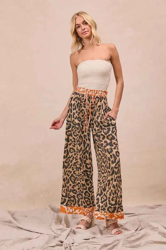 Leopard Print With Contrast Banded Wide Pants 9db46334bf3d4f96b0a94109c24ce1a2-Max-Origin