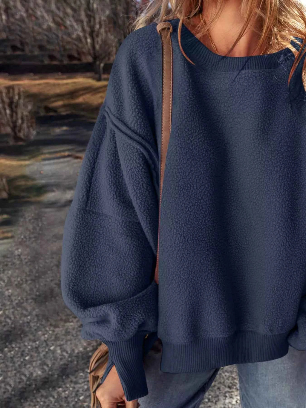 Round Neck Dropped Shoulder Sweatshirt 9db56032-f1e8-4dd6-9b9c-e88d546f0d33-Max-Origin