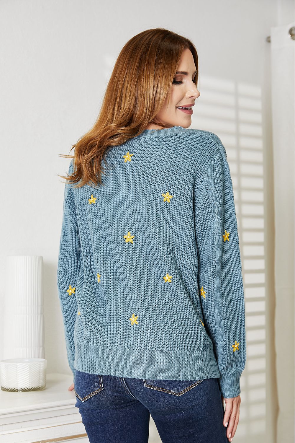 HEYSON Full Size Floral Embroidered Cable Cardigan 9dd75633b25b4355903058459eb23f8a-Max