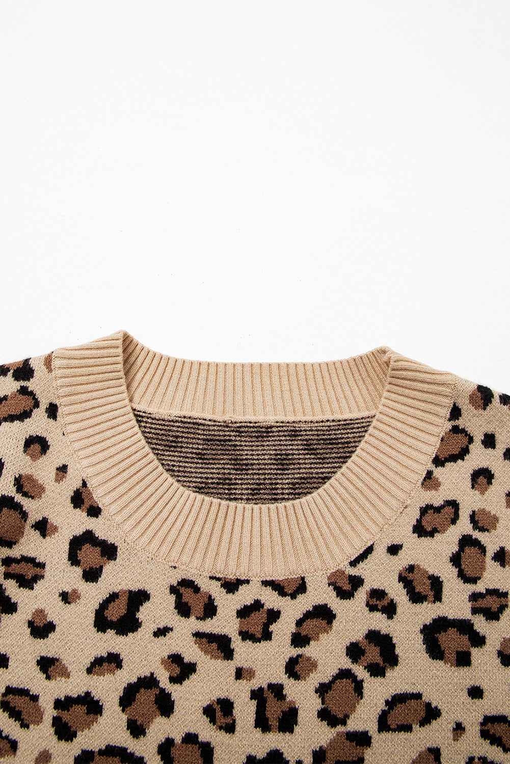 Khaki Leopard Print Dolman Sleeve Sweater 9de7f97697260779