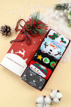White Christmas Cartoon Pattern Socks Set White ONE SIZE 100%Polyester 9de80adaa5fb9acd
