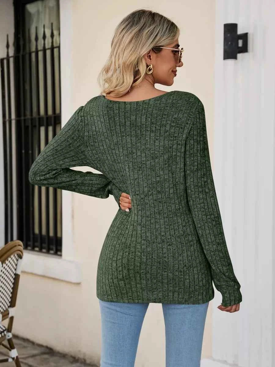 Ribbed Square Neck Long Sleeve T-Shirt 9df0b391-0ca9-43b5-b94f-3737cb1e6fed-Max-Origin