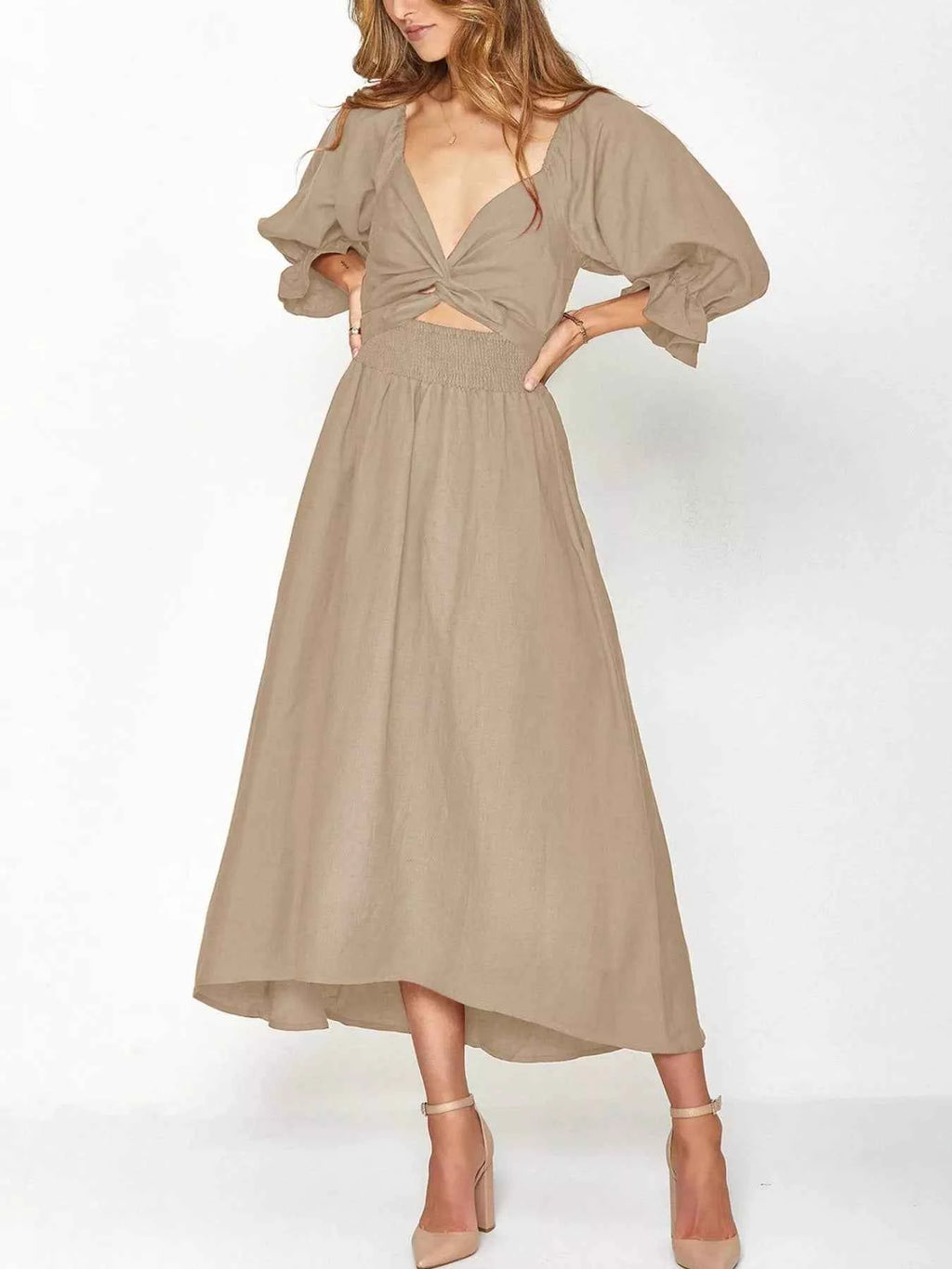 Smocked Puff Sleeves Midi Dress 9df6a56c-23c5-48ff-a748-69a66a46582f-Max-Origin