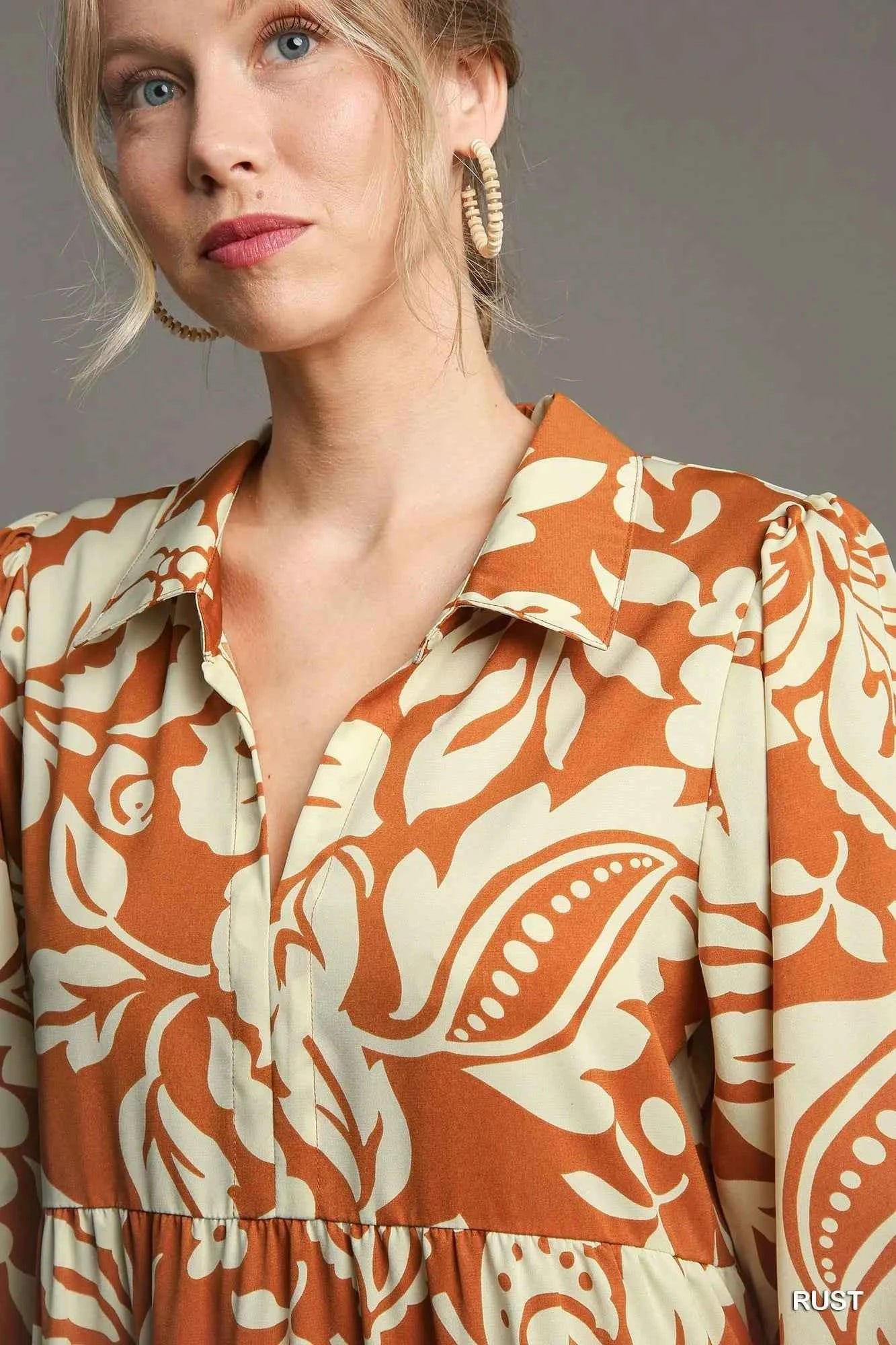 Umgee Full Size Floral Tiered Midi Shirt Dress Plus Size 9df7e88e-d626-40e1-a0e6-7ad16d205e16-Max-Origin
