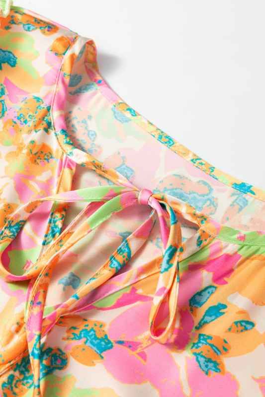 Flower Split V-Neck Short Sleeve Blouse 9dfa341a-17a3-4221-8efc-2c7c8d085ad4