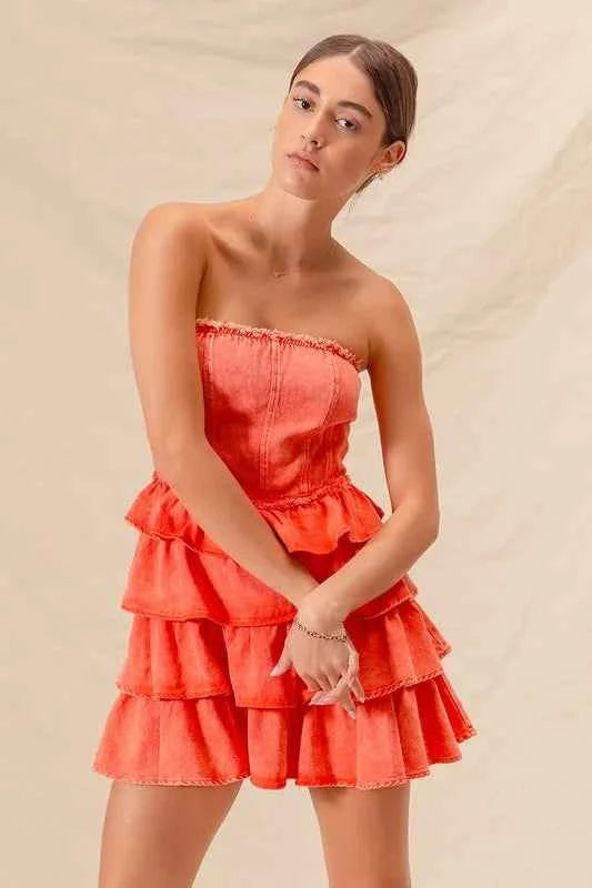 Strapless Ruffle Layered Game Day Cheer Up Dress 9dfc7cd127504a4e991f7f9aa540fba6-Max-Origin