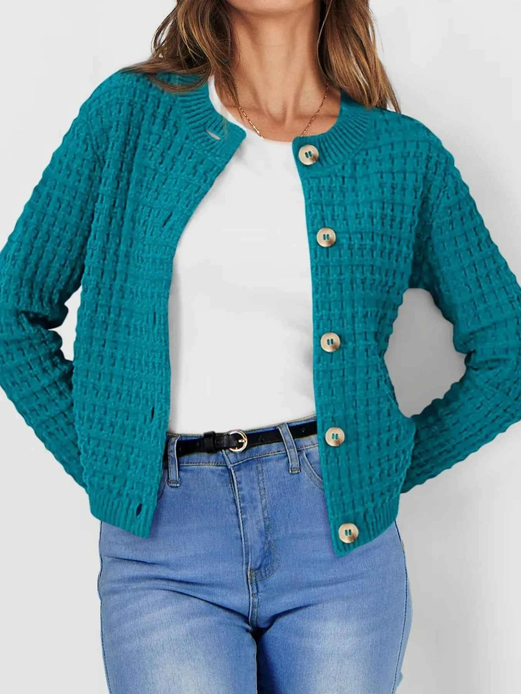 Textured Knit Button-Front Cardigan 9e1a608e614c4af9ae42ca4bdde0a1e2-Max-Origin
