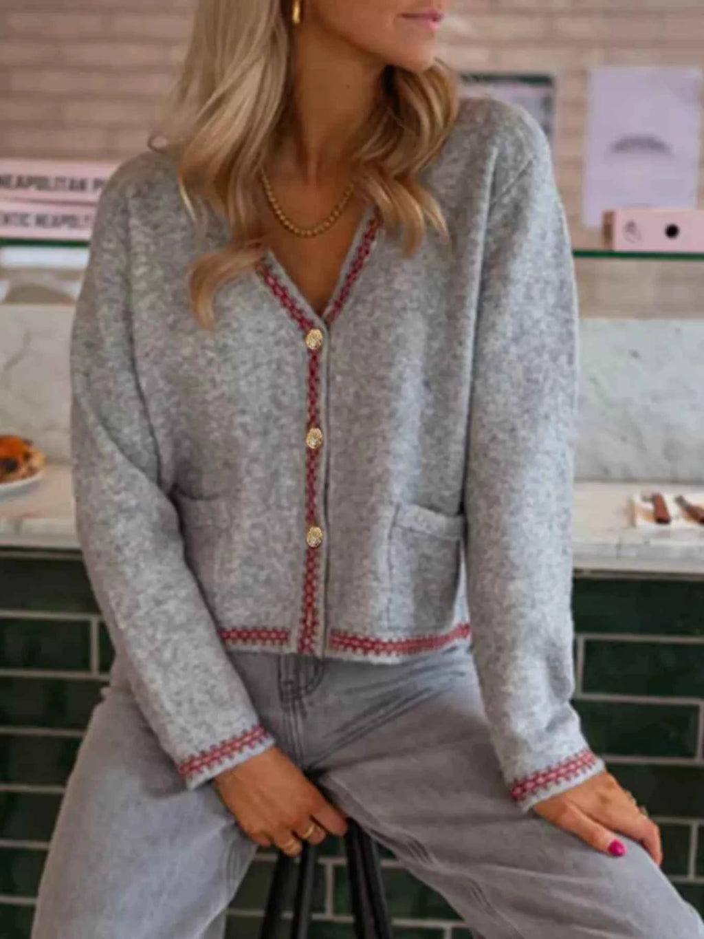 Contrast Trim Button Up Cardigan 9e1b0062eea9406bb1838d0a893b44cc-Max-Origin