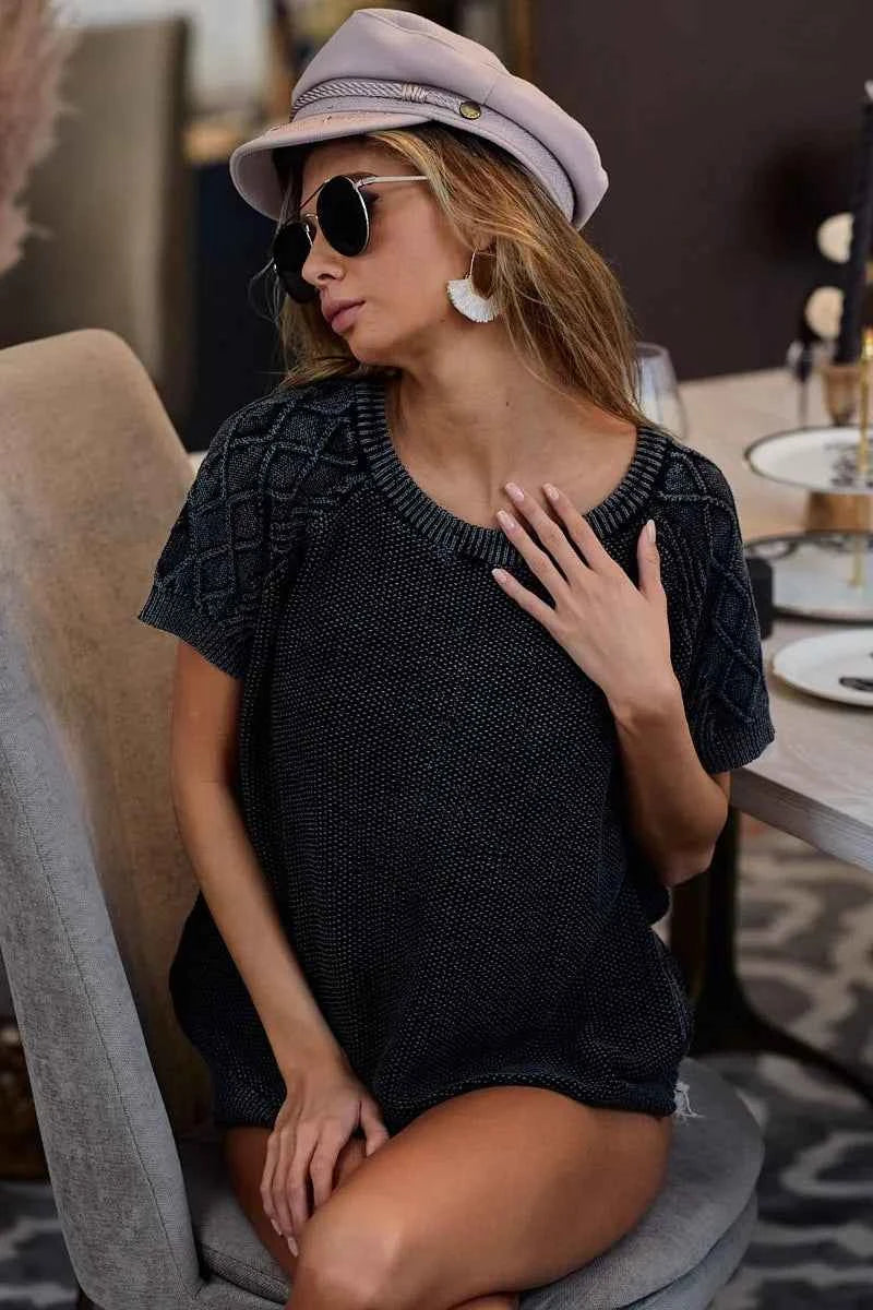 Mineral Washed Pull Over with Twist Knitted 9e1d43c2e88f49f78df02a255c64b07f-Max-Origin