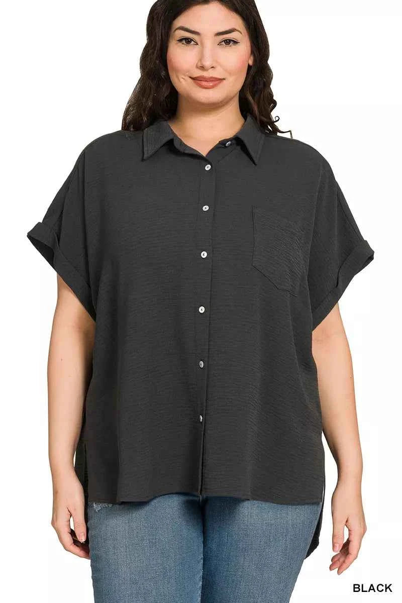 Zenana Full Size Woven Airflow Button Down Shirt Plus Size 9e375782-b4c0-4205-a57e-edb149defcd6-Max-Origin
