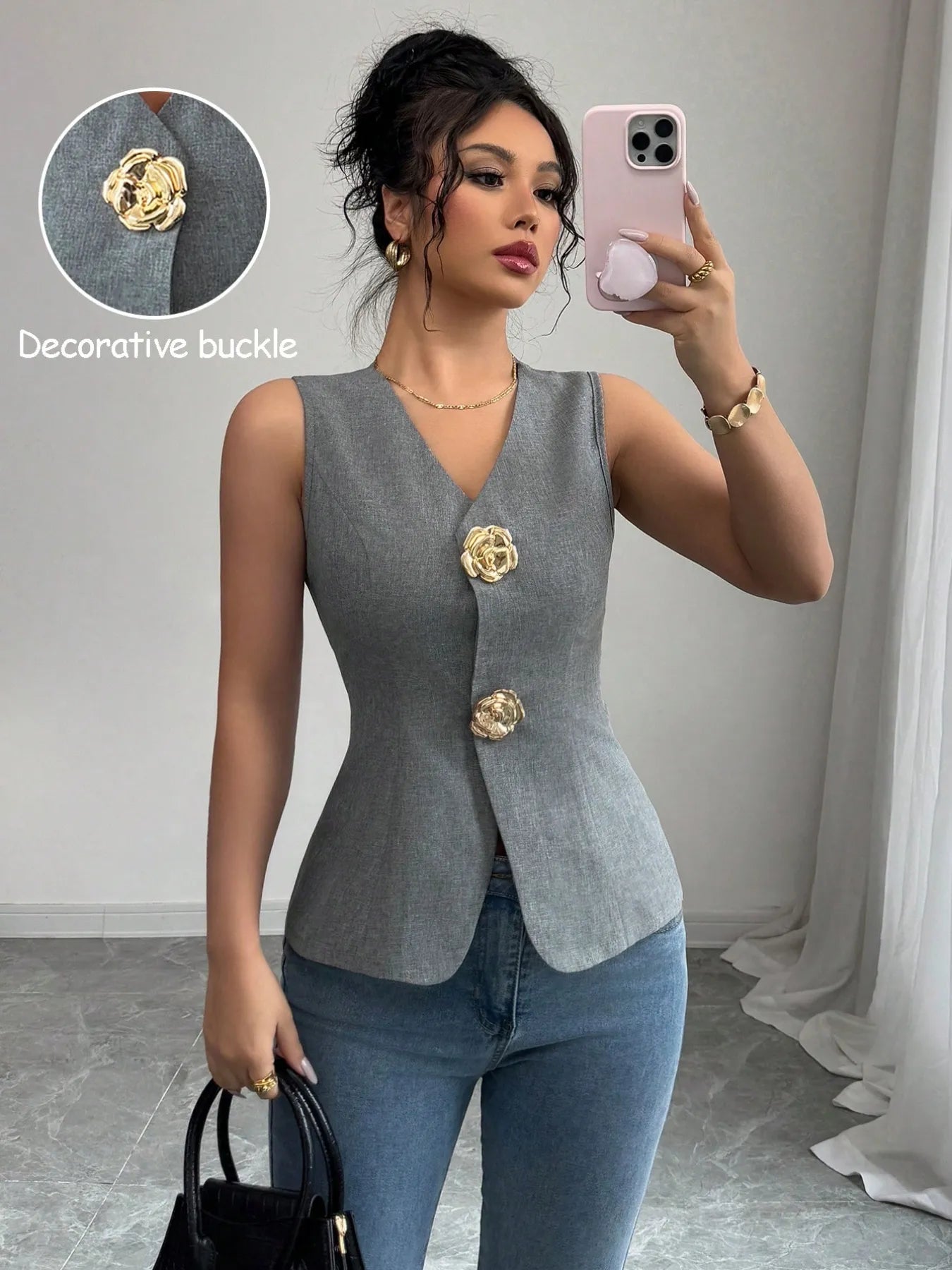 V-Neck Button Detail Tank Top 9e449103-d436-42dc-85bd-936ee74551d2-Max-Origin