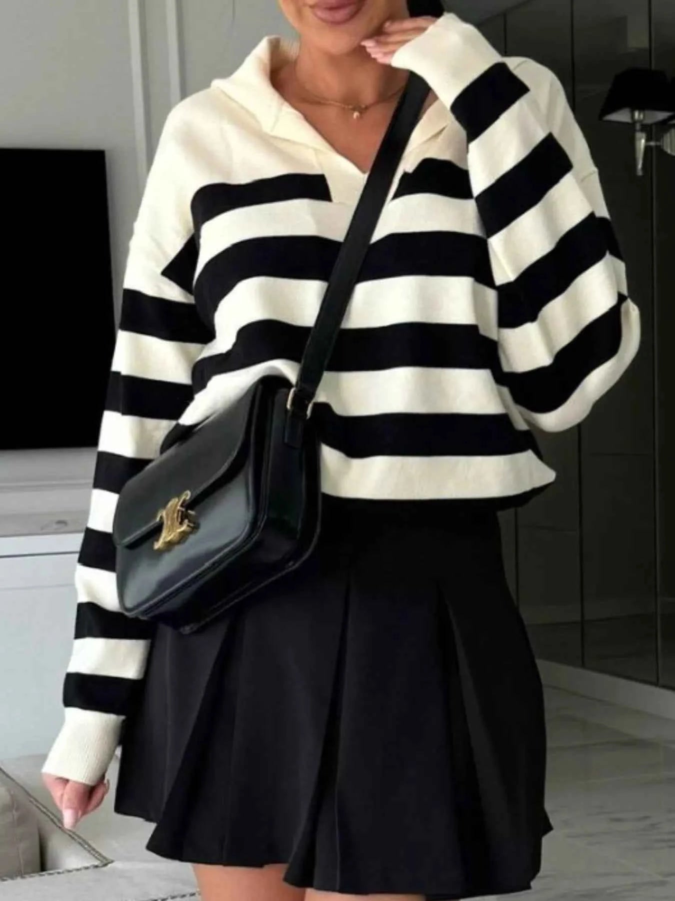 Striped Dropped Shoulder Knit Top 9e4e800e-bfbb-42dd-b6d7-1c0d97e12083-Max-Origin