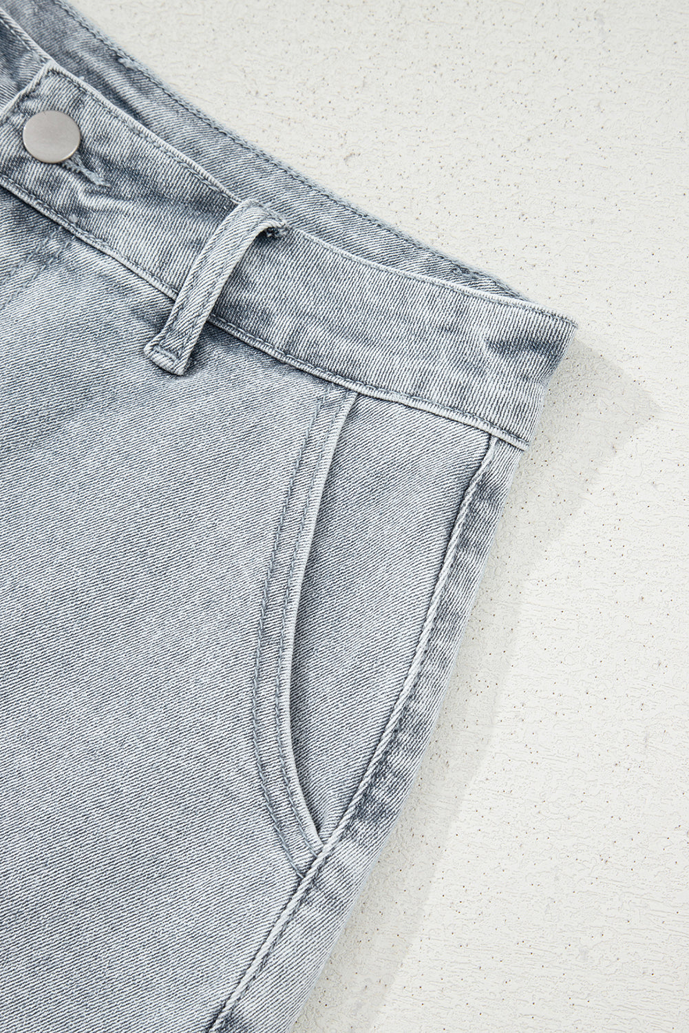 White Scalloped Hemline Light Wash Denim Shorts 9e5690b0e5867e63