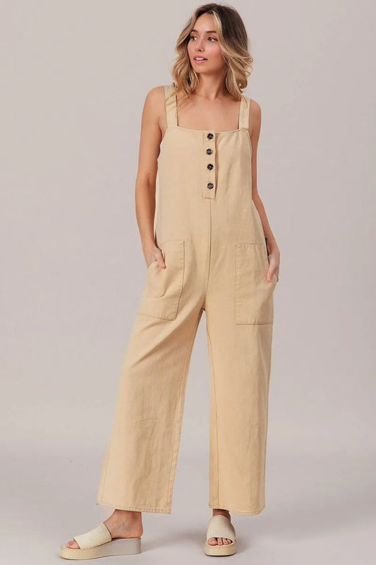 Washed Denim Buttoned Overall Jumpsuit 9e5a2648f4f247eeac0911b3dd6a877d-Max-Origin