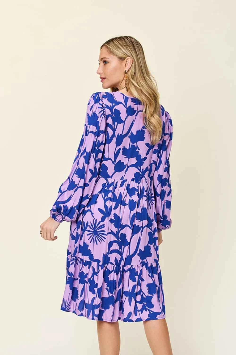 Double Take Full Size Printed Ruffle Hem Dress with Pocket 9e5f6faf-d56e-43d8-87b1-5dedbd297867-Max