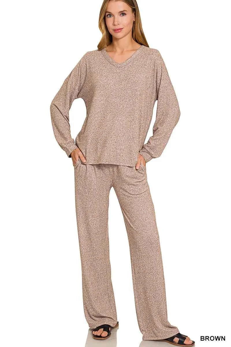Zenana Soft Melange Long Sleeve Tee & Pants Set 9e65328e34c94b8f991e7f5f1ef89b67-Max-Origin