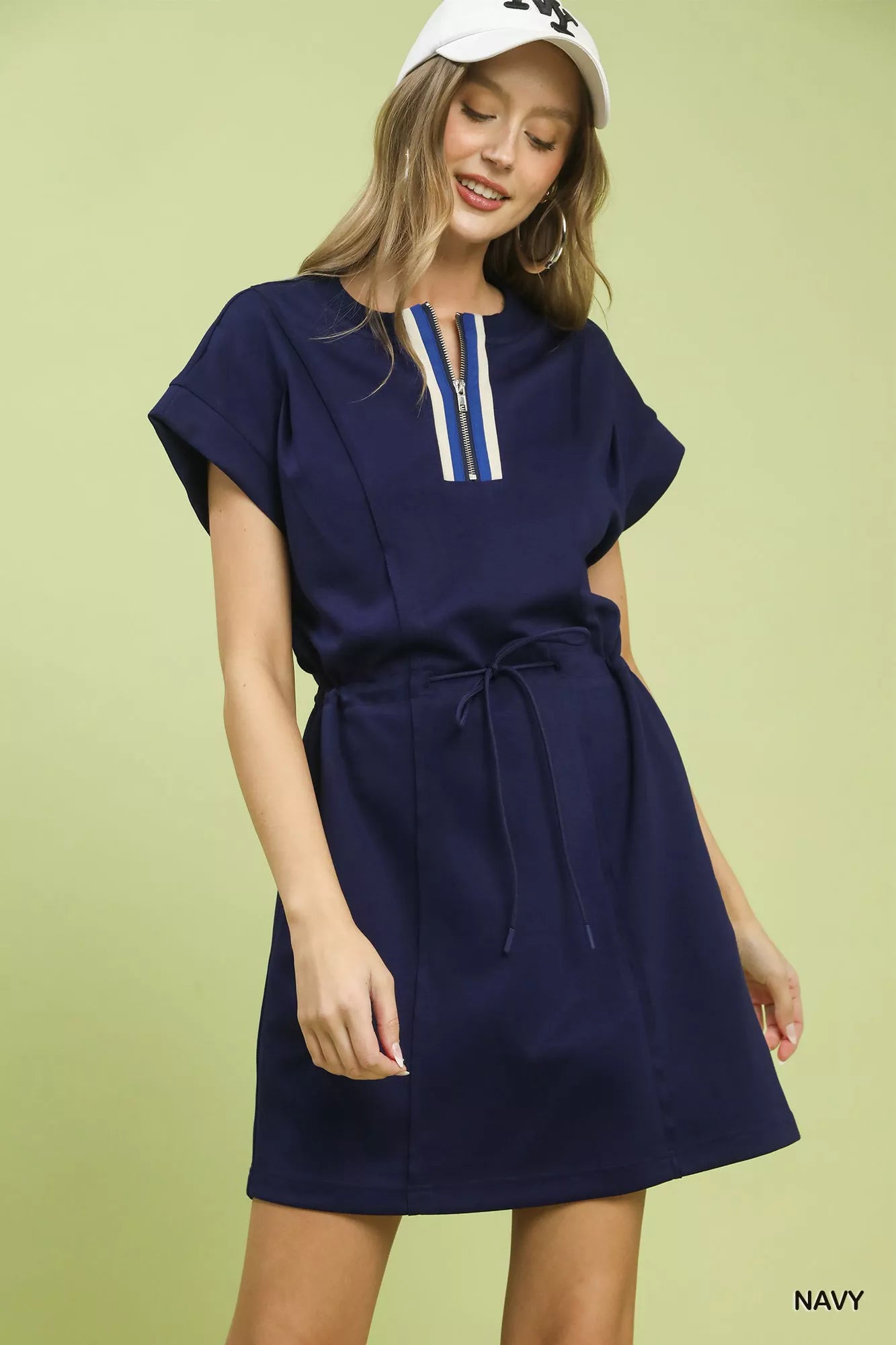 Umgee Knit Zip Front Drawstring Dress NAVY 9e6fa881-e541-4315-94e3-6aa0bc8b39e7-Max-Origin