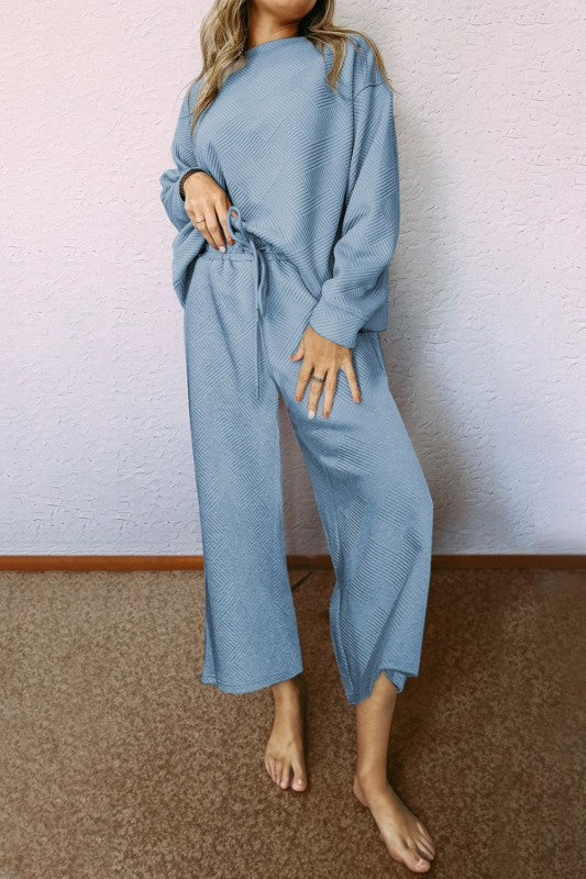 Textured Top and Pants Set 9e702c3f-2c83-4f5a-9246-2e18dbc88017