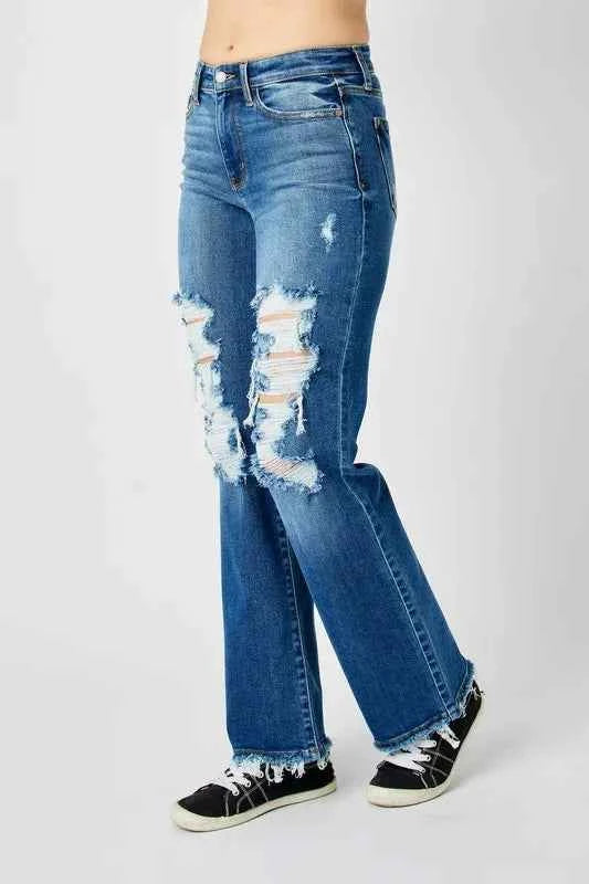 Full Size Mid Rise Distressed Raw Hem Jeans 9e739b23-c3f4-4a42-9c5b-41f9349464a0-Max