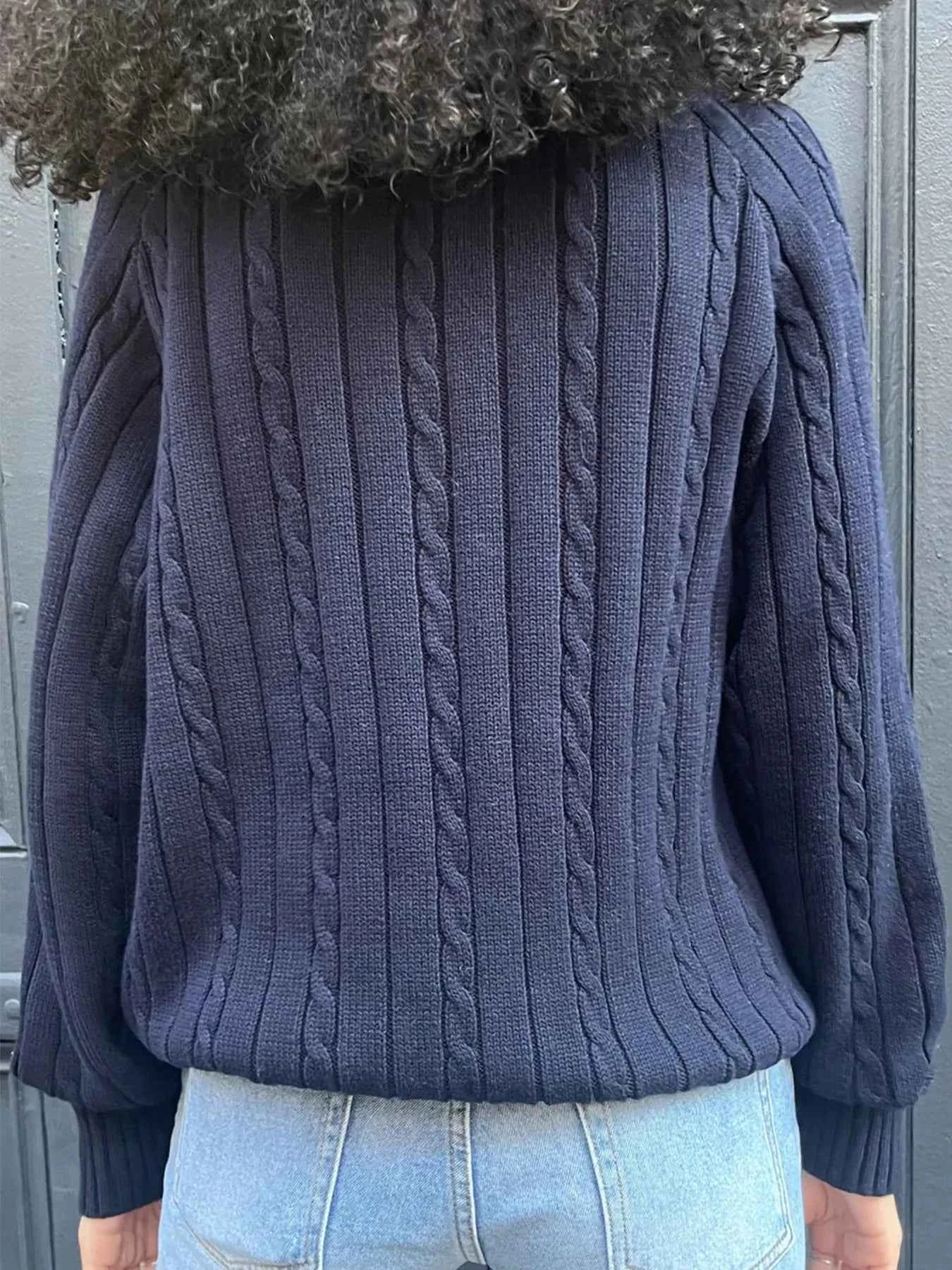 Cable Knit V-Neck Pullover Sweater