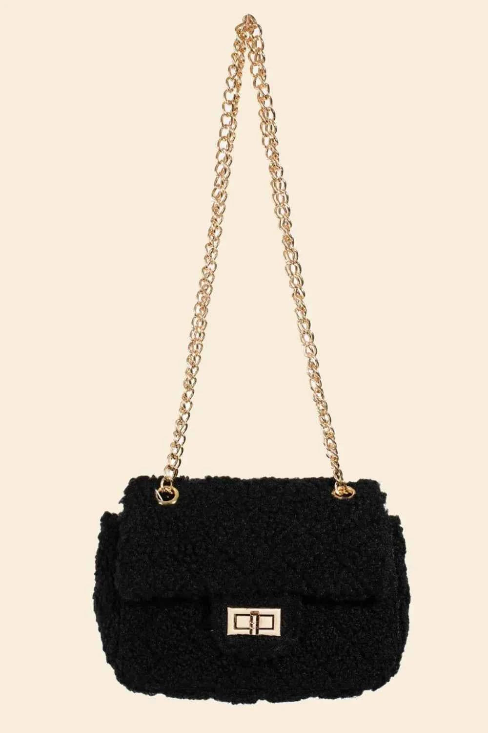 Fame Faux Fur Rectangle Crossbody Bag Black One Size 9e9a6a12-da49-4e43-b96f-5e9e5c17c7de-Max-Origin