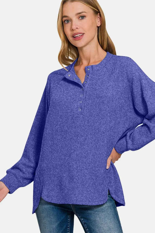 Full Size Brushed Melange Hacci High-Low Sweater 9ea54a7a-b0e6-4372-98e9-e3d7cf7e5489-Max
