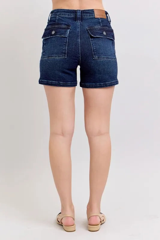 Full Size High Waist Back Flap Pocket Denim Shorts Plus Size 9eaa1ab2f4f54fadbdc40b637197c529-Max-Origin