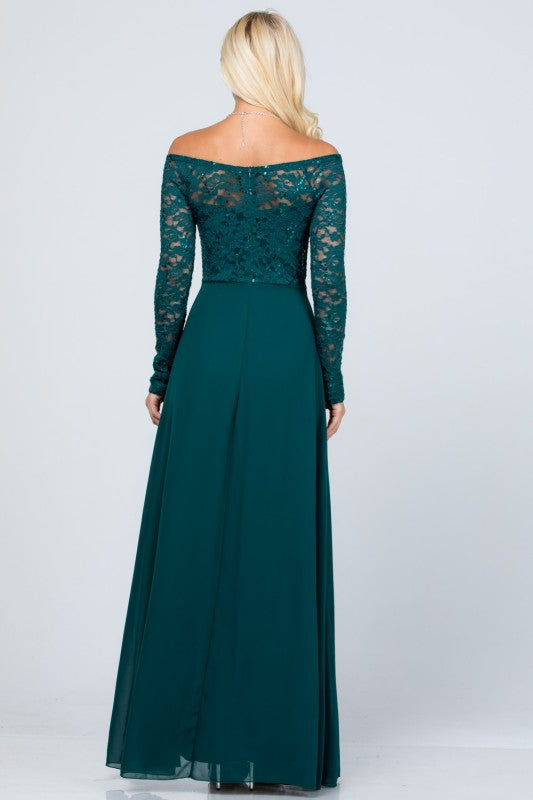 Women’s Long Sleeve Lace Evening Gown – A-Line Chiffon Maxi Dress 9eaad60a-46f4-44ba-a098-4651299c0a4f