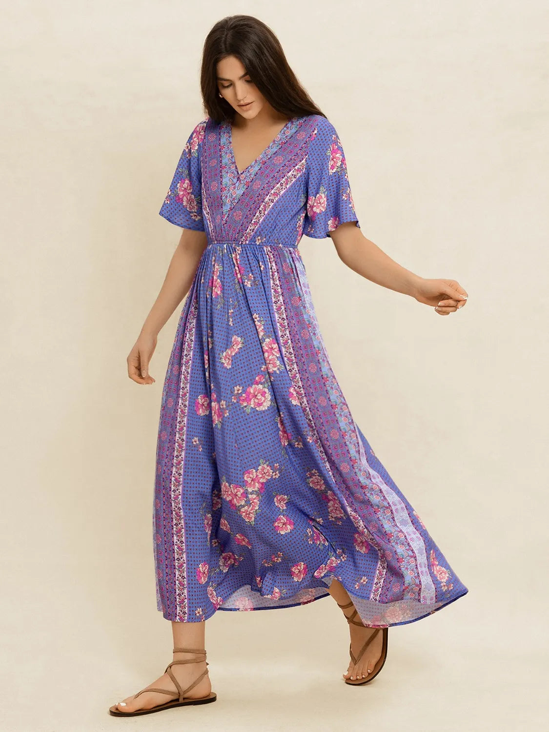 Printed Short Sleeve Midi Dress 9eadd68b-1072-4720-9419-4aaf46cd1d32-Max-Origin