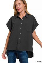 Zenana Full Size Woven Airflow Button Down Shirt Plus Size BLACK 9ebb02ac58134cd392fe8aa7d12def61-Max-Origin