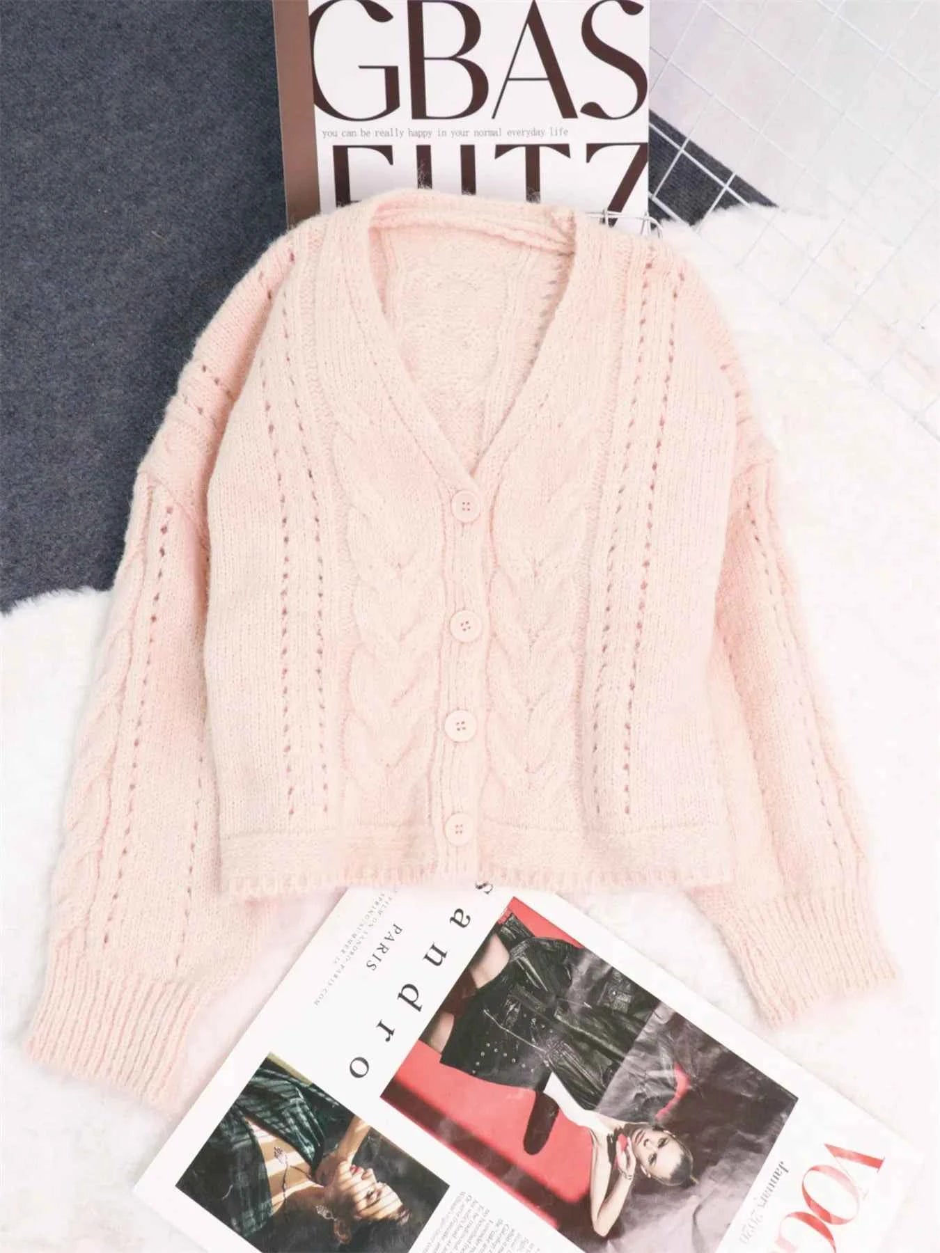 Cable Knit Button-Up Cardigan