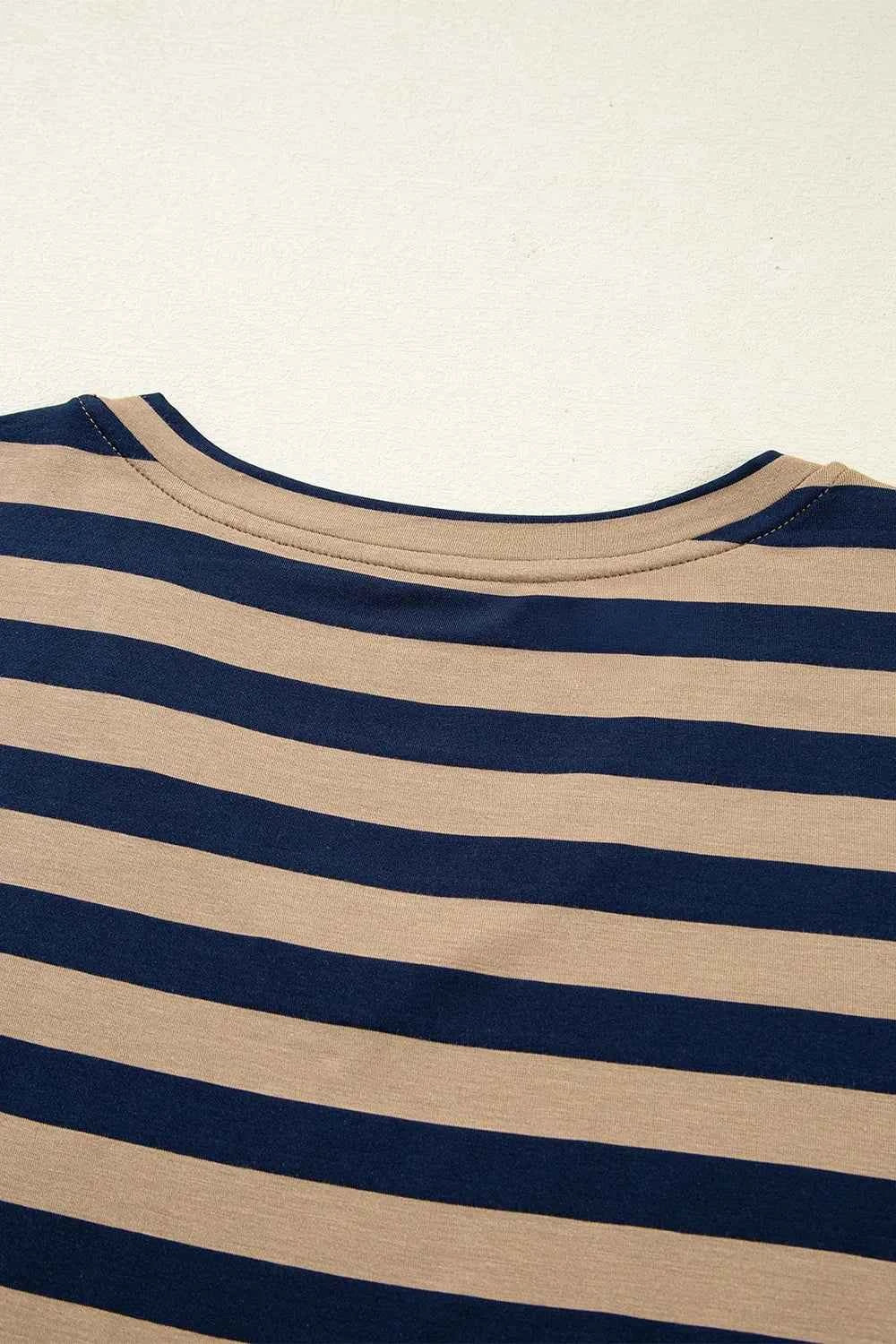 Casual Striped V-Neck Midi T-Shirt Dress 9ee19c8e-f9a6-4598-8043-28caae1d314a-Max