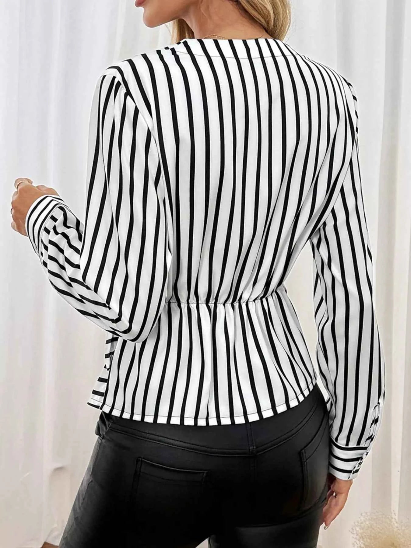 Striped Color Block Surplice Shirt 9eebeb2c-cc1f-45d5-a711-1dd226906ca8-Max-Origin
