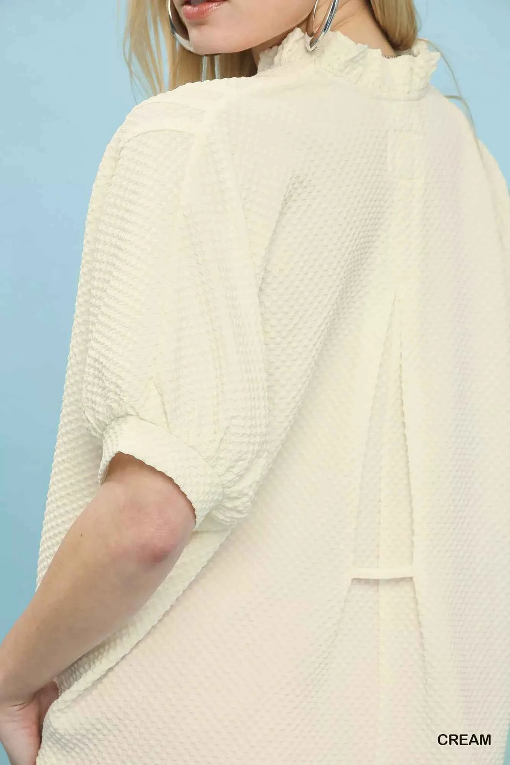 Umgee Textured Jacquard Short Sleeve Top 9eed04d7-1297-4c82-9bc0-a9d2434a2c30-Max-Origin