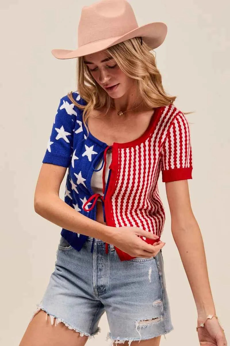 SO ME Stars And Stripe Front Bow Tie Cardigan 9eee504b4adc4b289cb42c12430dcd78-Max-Origin