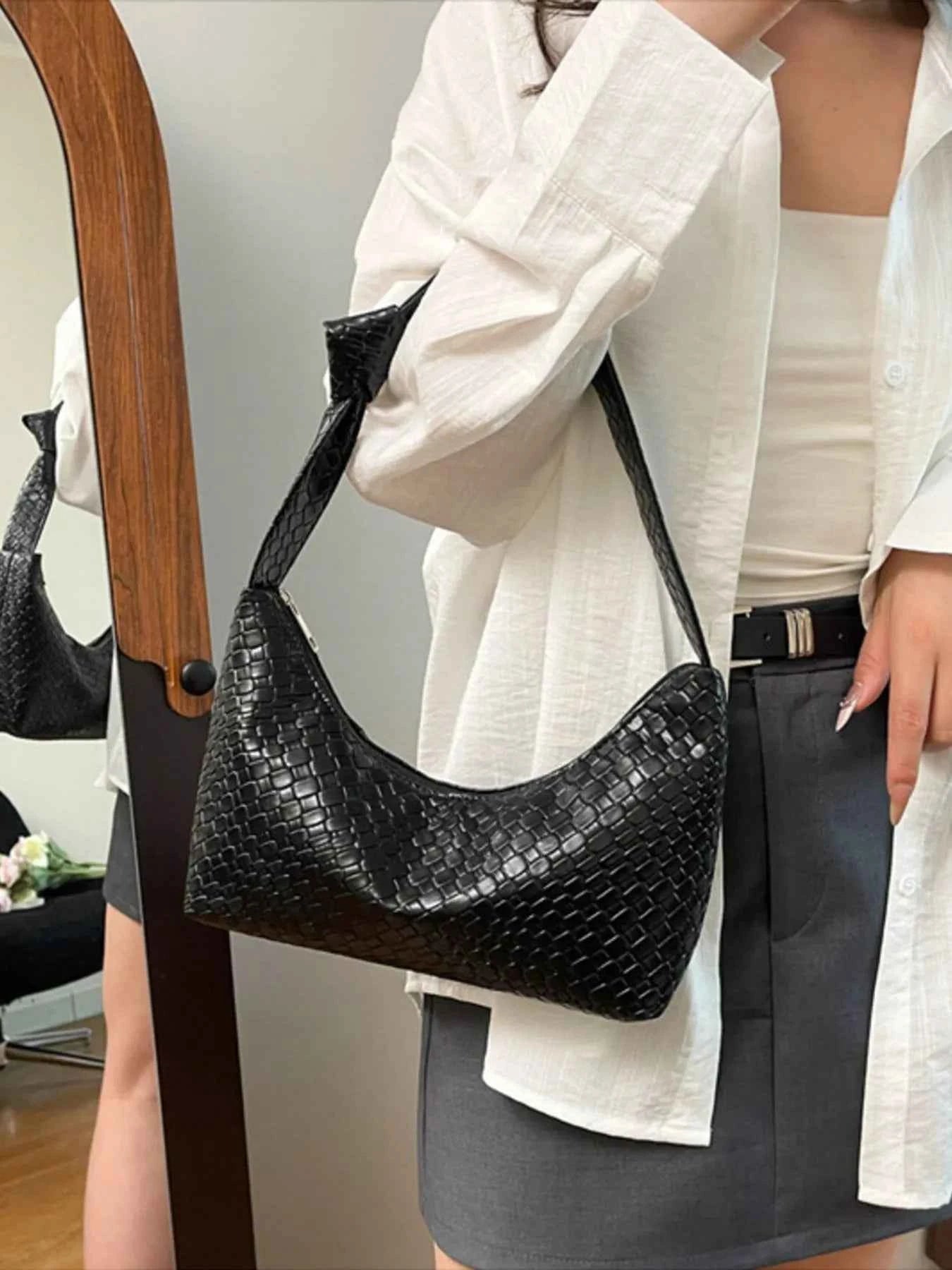 PU Leather Shoulder Bag Black One Size 9ef64e74-9410-43fd-9704-7f212614c26e-Max-Origin