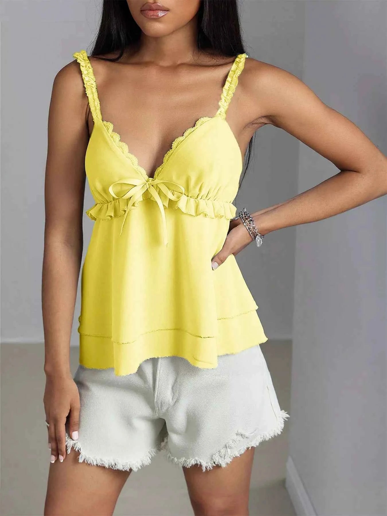 Lace Detail Layered Cami Yellow 9f095c876c07496cb6b2bf6c2232eac6-Max-Origin