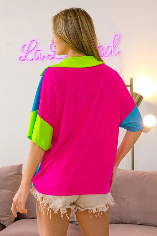 Slinky Knit Color Block V Neck Front Top 9f100eeccce74f0987603dd887d52ed5-Max-Origin
