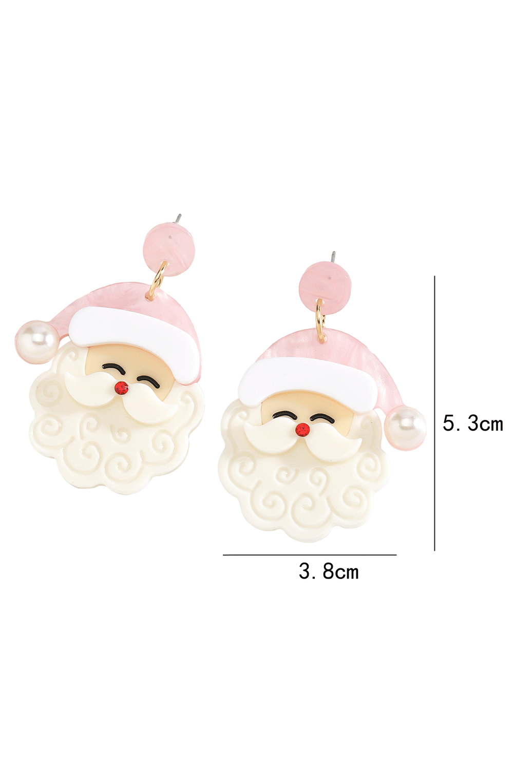 Fiery Red Bright Pearl Decor Cute Santa Christmas Earrings White ONE SIZE 100%PMMA 9f1d9eedb59ead31
